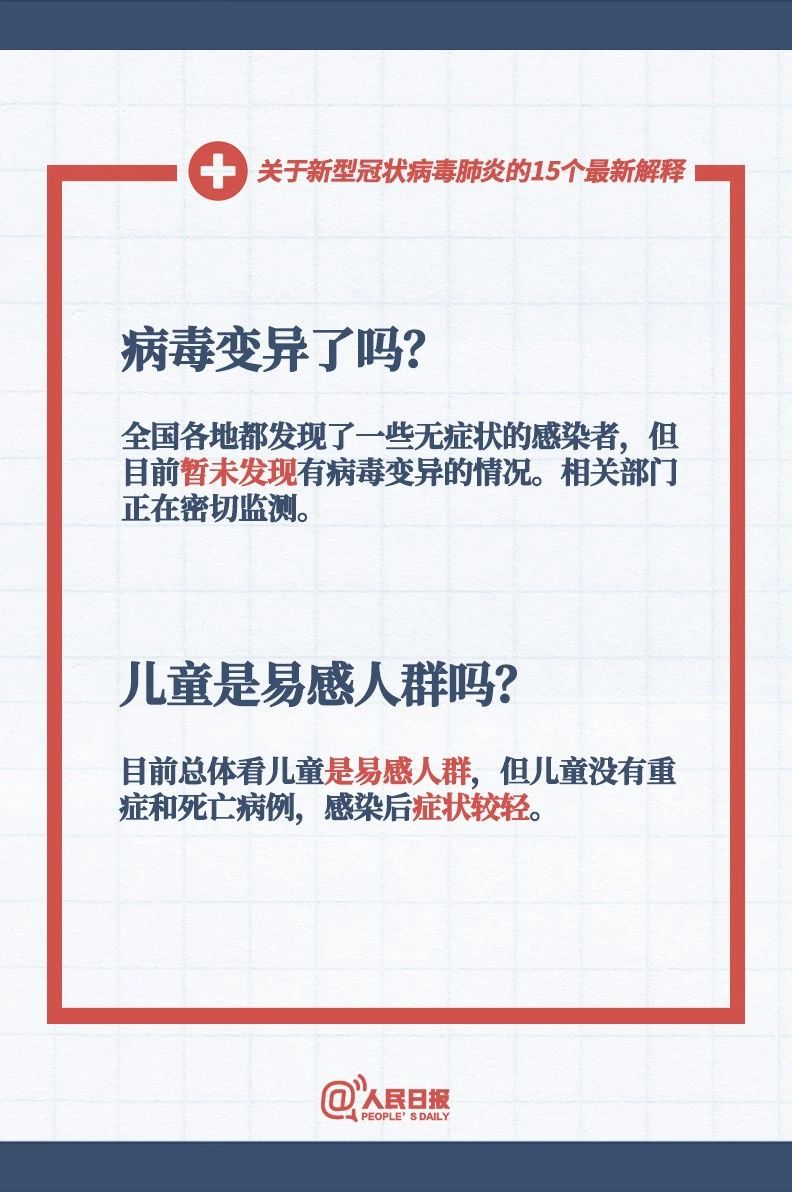人民日報(bào)緊急擴(kuò)散：關(guān)于新型冠狀病毒肺炎的15個(gè)最新解釋