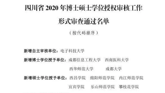 四川擬新增一批博士碩士學位授權點，有你的學校嗎？